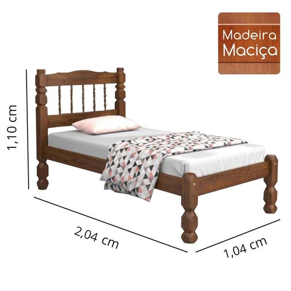 Imagem de Cama Solteiro Madeira Maciça Palmo Colchão D20 88x188x12