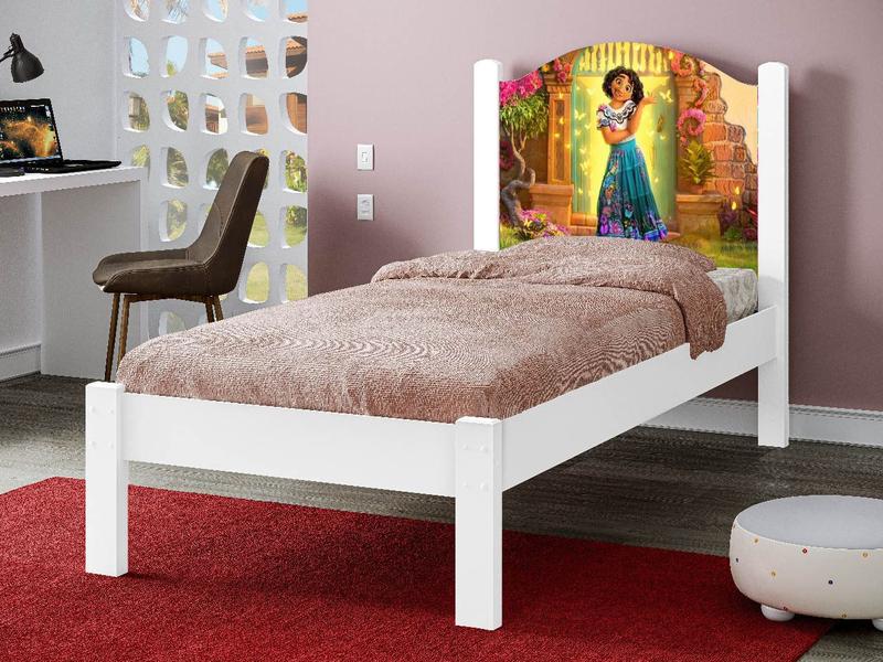 Imagem de Cama Solteiro Menina Adesivada Maribel 100%Mdf Branca