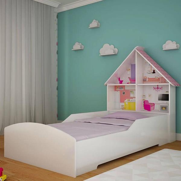 Imagem de Cama Solteiro Menina Casinha Gelius Branco