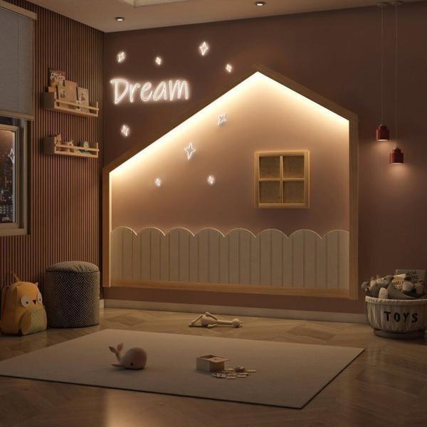 Imagem de Cama Solteiro Montessoriana Giulia e Moldura Infantil Casinha Dream Decor Casatema