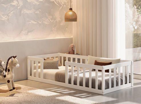 Cama Solteiro Montessoriana Nemargi Cor Branco Imagem de Cama Solteiro Montessoriana Nemargi Cor Branco