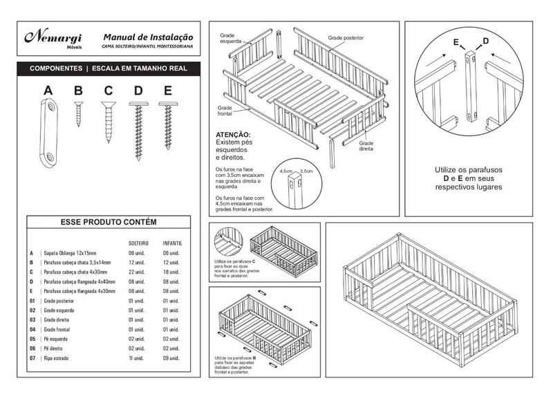 Imagem de Cama Solteiro Montessoriana Nemargi Cor Branco