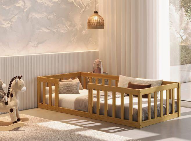 Cama Solteiro Montessoriana Nemargi Cor Nogueira Imagem de Cama Solteiro Montessoriana Nemargi Cor Nogueira