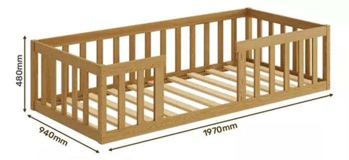 Imagem de Cama Solteiro Montessoriane Com Grade Nogueira 