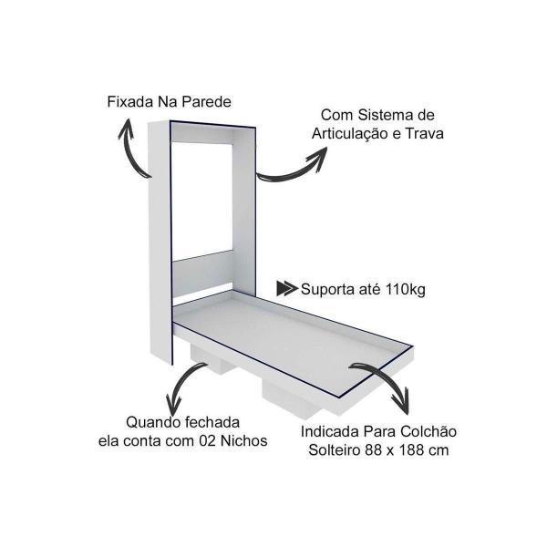 Cama Solteiro Multifuncional Articulada Dobrável CM8015 Amêndoa - Tecno Mobili Imagem de Cama Solteiro Multifuncional Articulada Dobrável CM8015 Amêndoa - Tecno Mobili