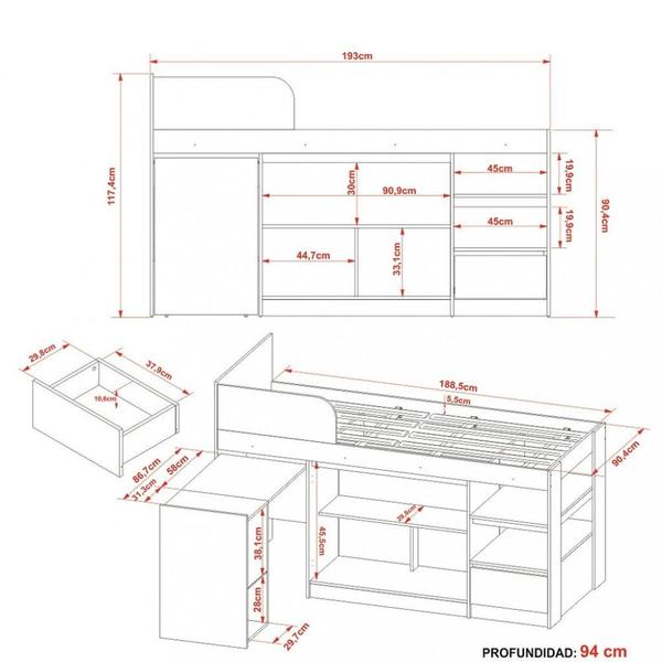 Imagem de Cama Solteiro Multifuncional CM8021 Tecnomobili