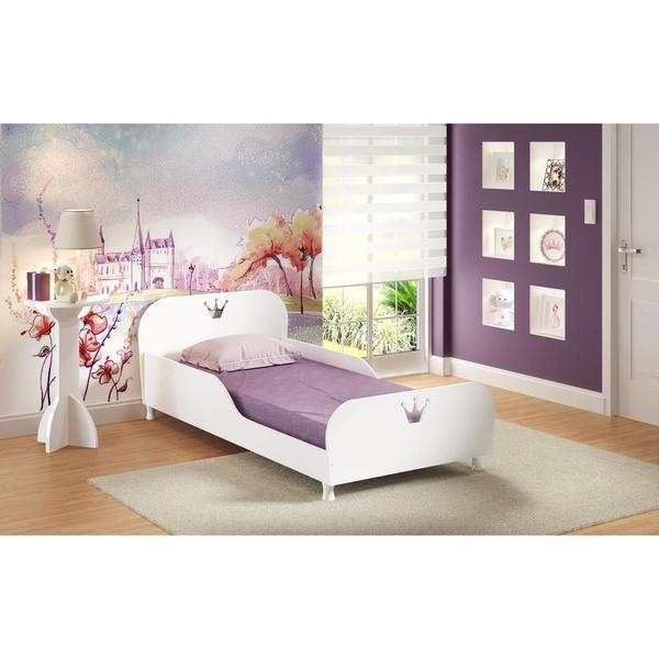 Imagem de Cama Solteiro para colchão 88 x 188 cm 100% MDF Multimóveis Branca