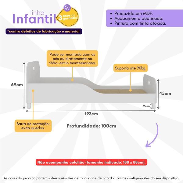 Cama Solteiro para Colchão 88x188cm 100% MDF Majestade Multimóveis BB2320 Imagem de Cama Solteiro para Colchão 88x188cm 100% MDF Majestade Multimóveis BB2320