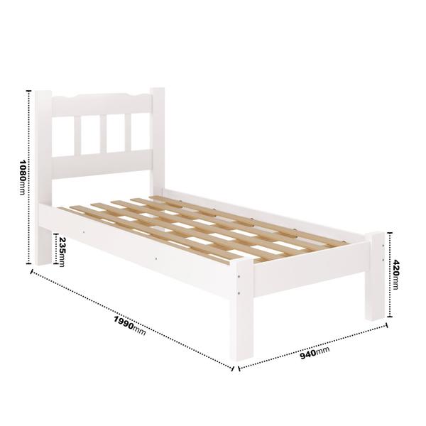 Imagem de Cama Solteiro Perola de Madeira Maciça Cor Branco - Elegância e Qualidade