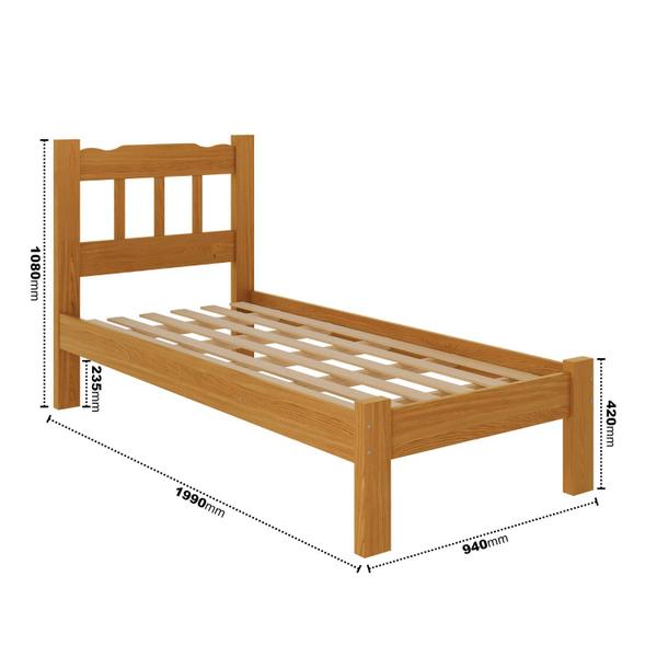 Imagem de Cama Solteiro Premium Perola Madeira Maciça Cor Mel