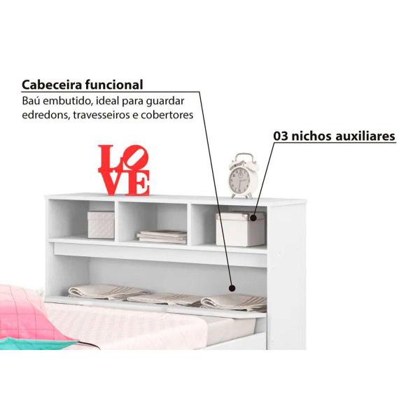 Imagem de Cama Solteiro Ravena c/ 2 Gavetas Branco - Conquista