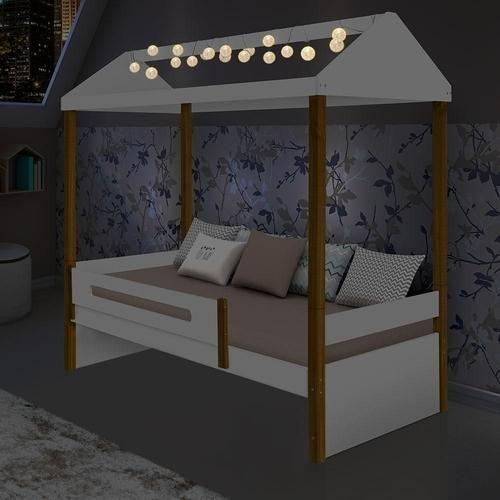 Imagem de Cama solteiro sara branco mel com led