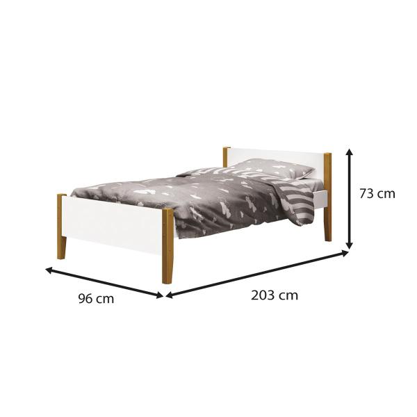 Imagem de Cama Solteiro Simba Azul Fosco com Pés em Madeira com Colchão D20 188 x 88 x 12 cm - Reller