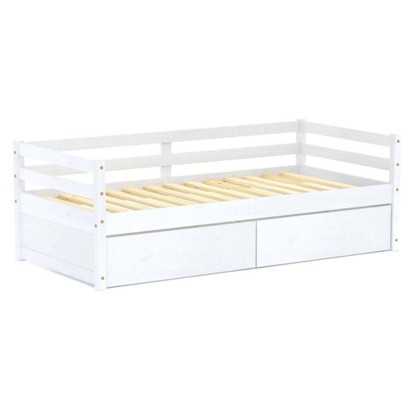 Imagem de Cama Solteiro Slim com 02 Gavetas Madeira Maciça Branco Housin