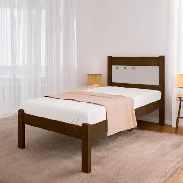 Imagem de Cama Solteiro Sofisticada Paola Malbec e Off White