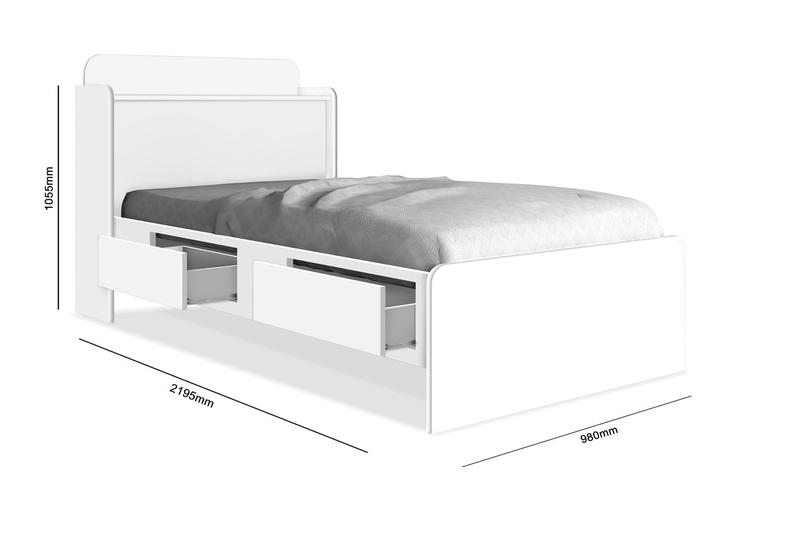 Imagem de cama solteiro tamires com capitone estofado gavetas prateleiras e bau acompanha colchão