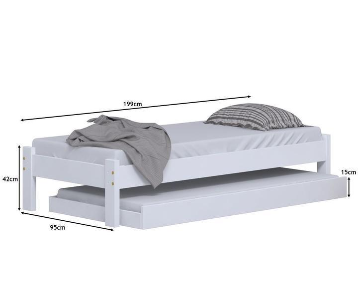 Imagem de Cama Solteiro Turca Reforçada com Auxiliar cor Branco