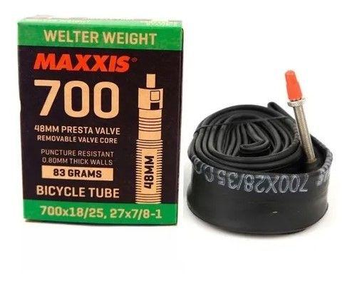 Camara 700x18/25 Maxxis Bico Presta 48mm (83g) Imagem de Camara 700x18/25 Maxxis Bico Presta 48mm (83g)