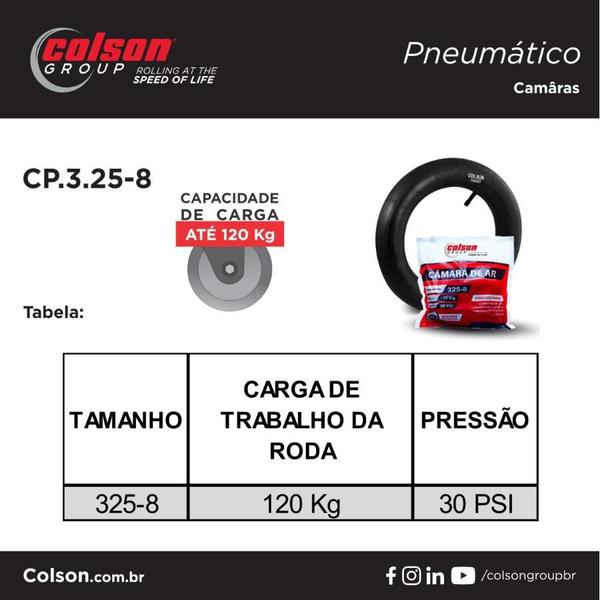 Imagem de Câmara De Ar Colson 3.25x8 Carriola e Carrinho De Mão - Colson - 6195