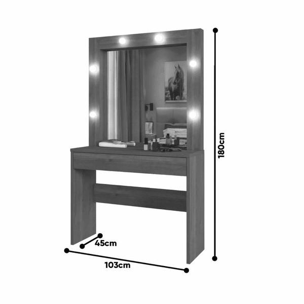 Imagem de Camarim com 1 Gaveta e LED - Romance-Naturale - Mavau Móveis