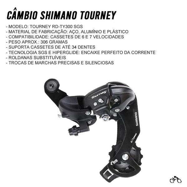 Imagem de Câmbio Shimano Bike Traseiro Tourney TY300 6V 7V Mtb