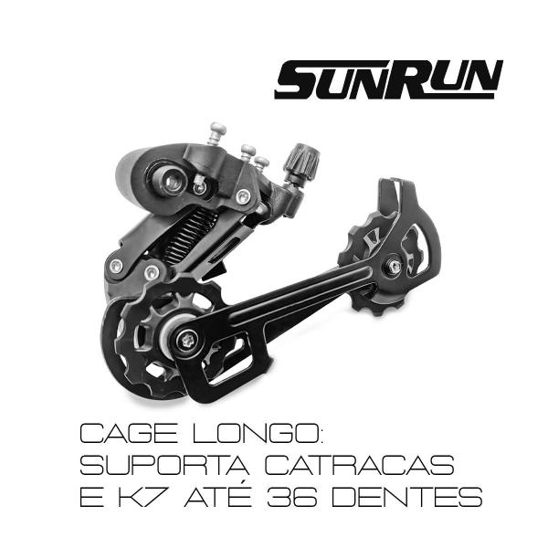 Imagem de Cambio Traseiro Sunrun 7v 8v 21v 24v Sem Gancheira Compatível com Shimano para Mtb e Speed