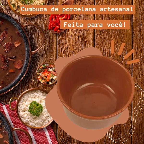 Imagem de Cambuca para feijoada 4pcs de 225ml de porcelana cor marrom