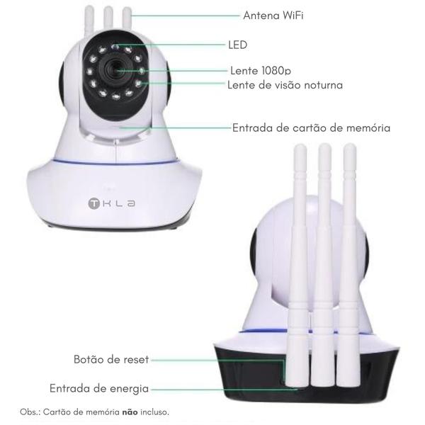 Camera Baba Eletronica 1080p Full HD Wifi 360 Ip Visao Noturna Microfone Audio Seguranca - TKLA Imagem de Camera Baba Eletronica 1080p Full HD Wifi 360 Ip Visao Noturna Microfone Audio Seguranca