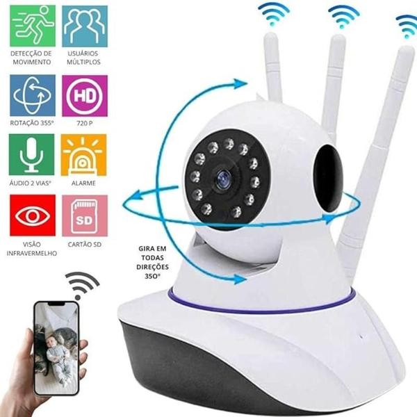 Imagem de Camera Baba Eletronica Bebe E Pet 3 Antenas Ip Wifi 360º