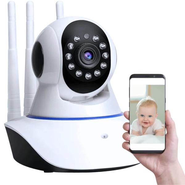 Imagem de Câmera Babá Eletrônica Full HD Wifi 360 Ip Visão Noturna Microfone Áudio