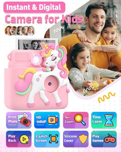 Imagem de Câmera Careenoah Kids Instant Print 1080P com cartão SD de 32 GB