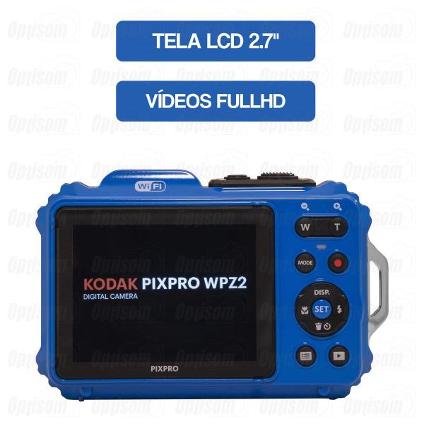 Imagem de Câmera Compacta Wifi Kodak À Prova D'água Fullhd 16mp Pixpro Wpz2 Azul