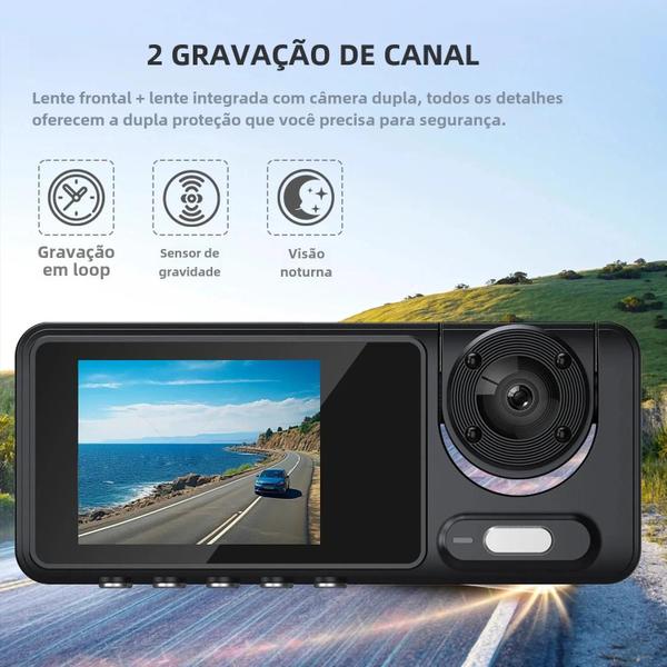 Imagem de Câmera Dash Cam 1080p Full HD Dual Lens - Visão Noturna para Carro