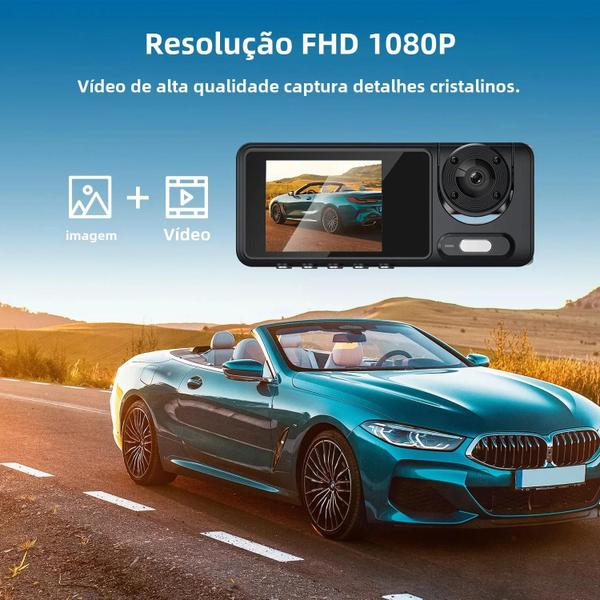 Imagem de Câmera Dash Cam 1080p Full HD Dual Lens - Visão Noturna para Carro