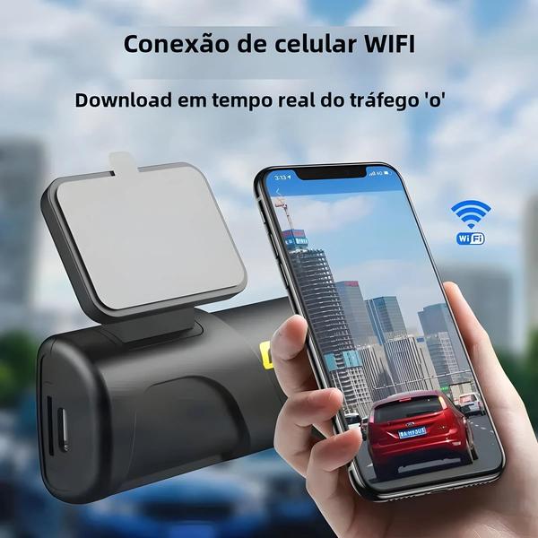 Imagem de Câmera Dash Cam 2K HD WiFi - DVR para Carro com Visão Noturna, WDR e Controle de Voz