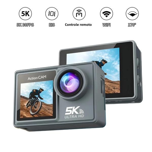 Imagem de Câmera de Ação 4K 60FPS à Prova D'Água - Dual LCD, WiFi, 170° e Controle Remoto