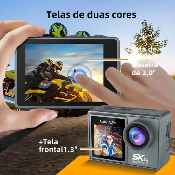 Imagem de Câmera de Ação 4K 60FPS à Prova D'Água - Dual LCD, WiFi, 170° e Controle Remoto