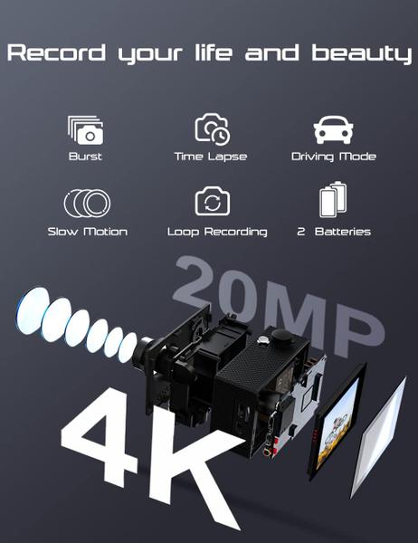 Imagem de Câmera de ação Apexcam M80 Air 4K 20MP WiFi à prova d'água 40m