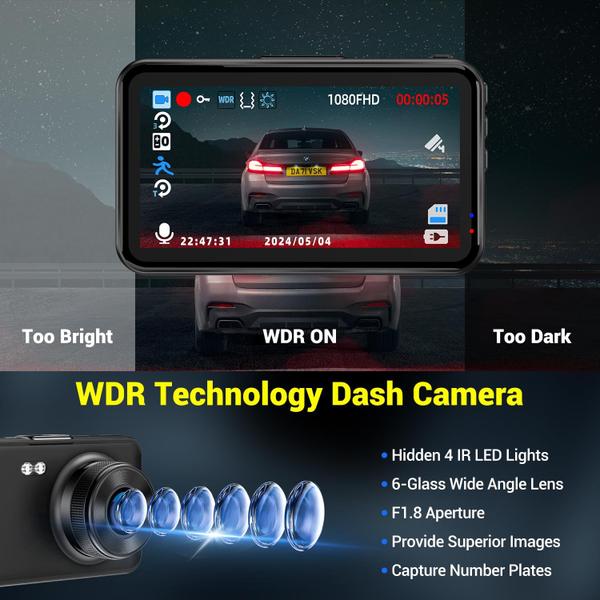 Imagem de Câmera de carro Dash Cam ssontong 1080P FHD DVR com tela IPS de 3”