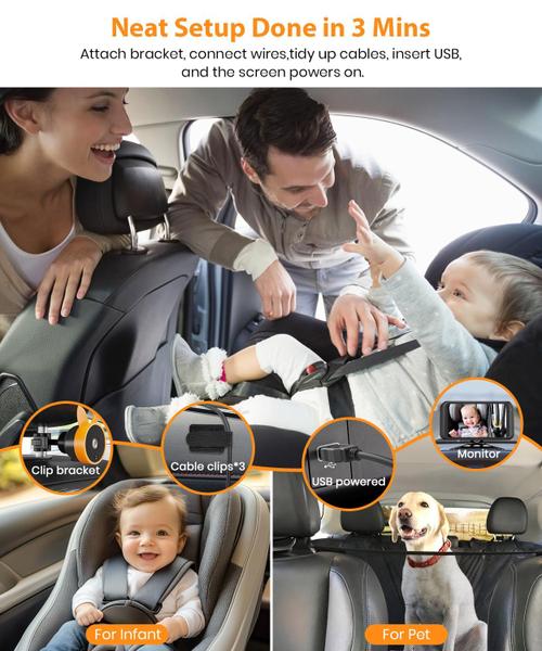 Imagem de Câmera de carro de bebê Babyvue BV2 USB Plug-Play 1080P 4,5"