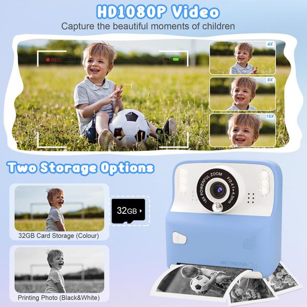 Imagem de Câmera de impressão instantânea Amzelas Kids HD Digital 3-12 anos