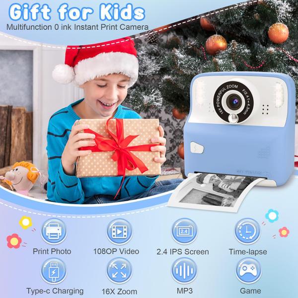 Imagem de Câmera de impressão instantânea Amzelas Kids HD Digital 3-12 anos