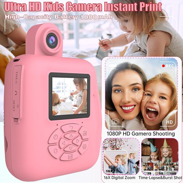 Imagem de Câmera de impressão instantânea Racazl Kids Camera para crianças rosa