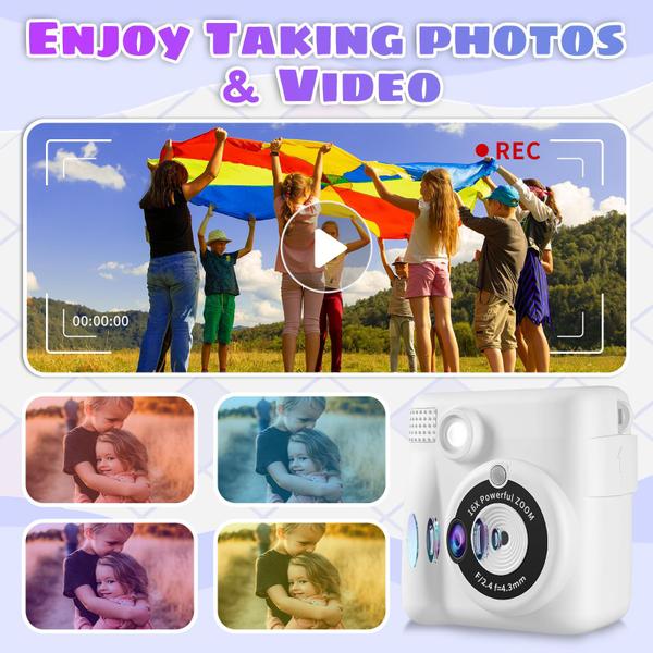 Imagem de Câmera de impressão instantânea WEEFUN Kids 1080P HD com cartão SD de 32 GB