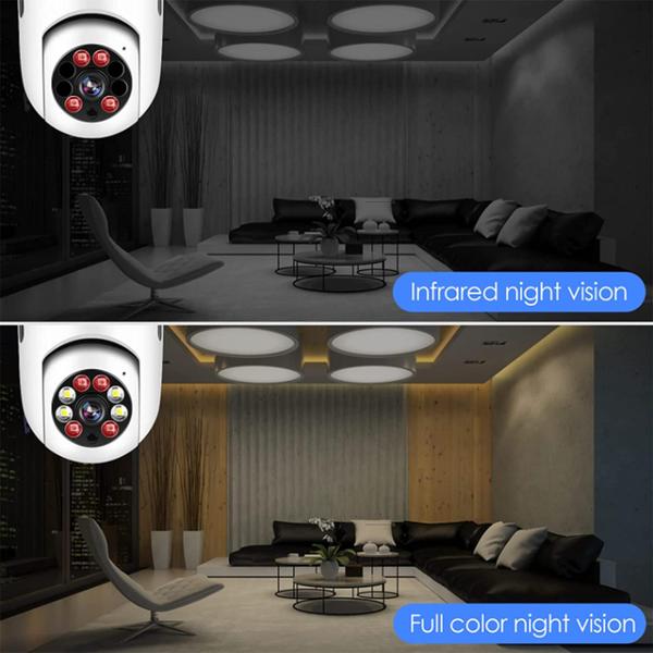 Imagem de Câmera de lâmpada WiFi - 1080P Pan Tilt Wireless 2.4Ghz 360 Graus E27 Câmera IP Panorâmica Sem Cartão SD