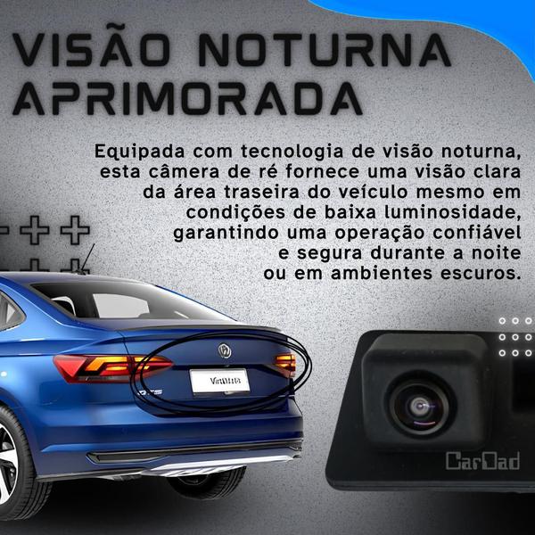 Imagem de Camera de Ré Traseira Macaneta Original T-cross Virtus Volkswagen VW 12V RCA Visão Noturna Linhas Guias Estacionamento