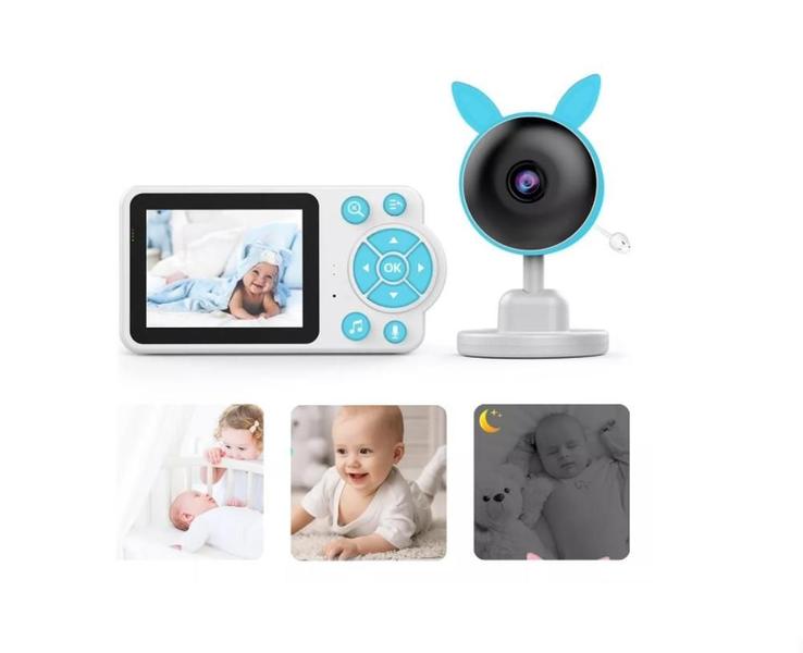 Imagem de Camera de Segurança Babá Eletronica Infantil Bebe Kids Baby Monitor LCd 2,8 Monitoramento de Temperatura  Com Visão Noturna Sem Fio Microfone 4x Zoom