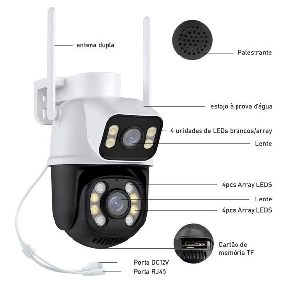 Imagem de Câmera de Segurança Dupla Wi-fi Smart Angulo Duplo A28B 3mp Icsee - Wifi Smart Camera