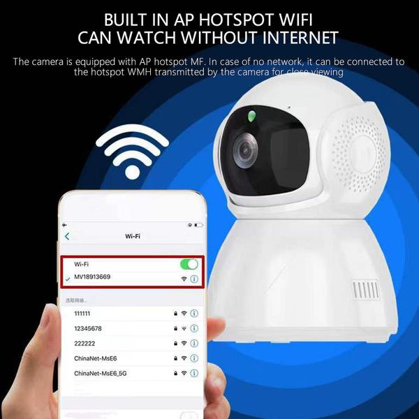 Imagem de Câmera de segurança inteligente plug-in interna compacta, vídeo hd, visão noturna, detecção de movimento, áudio bidirecional, configuração fácil, câmera wi-fi inteligente