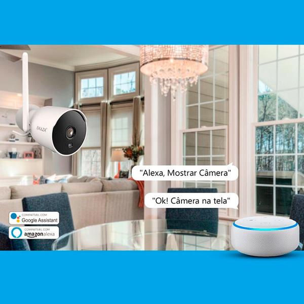 Imagem de Câmera De Segurança Inteligente Wifi Externa Ekaza Ip66 Alexa e Google